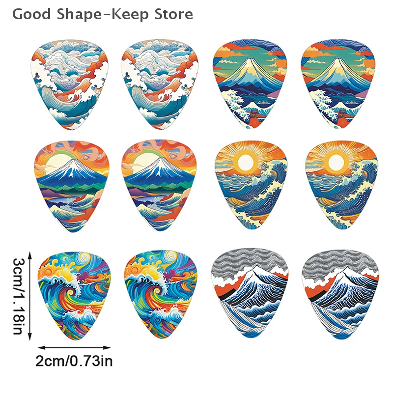 10Pcs/set Guitar Picks Premium ABS Material Dual-Sided Printing Shrapnel For Bass Ukulele Musical Instrument Accessories