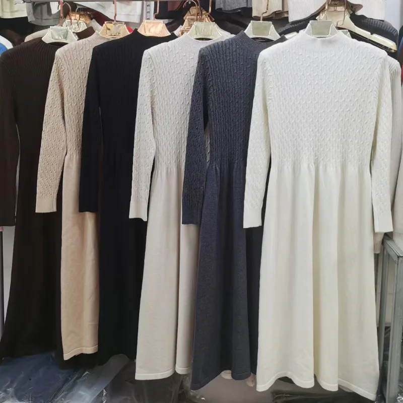 Women Summer Party Dress Long Sleeve Pleated Knee Length