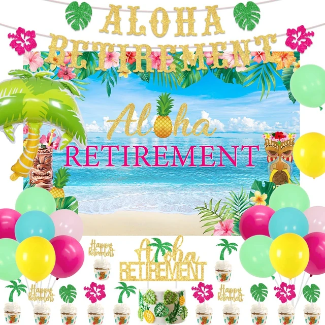 Luau Party Decorations, Hawaiian Beach Birthday Party, Tropical Aloha Party  Supplies, Summer Beach Decor include Banner, Table Skirt, Table Covers