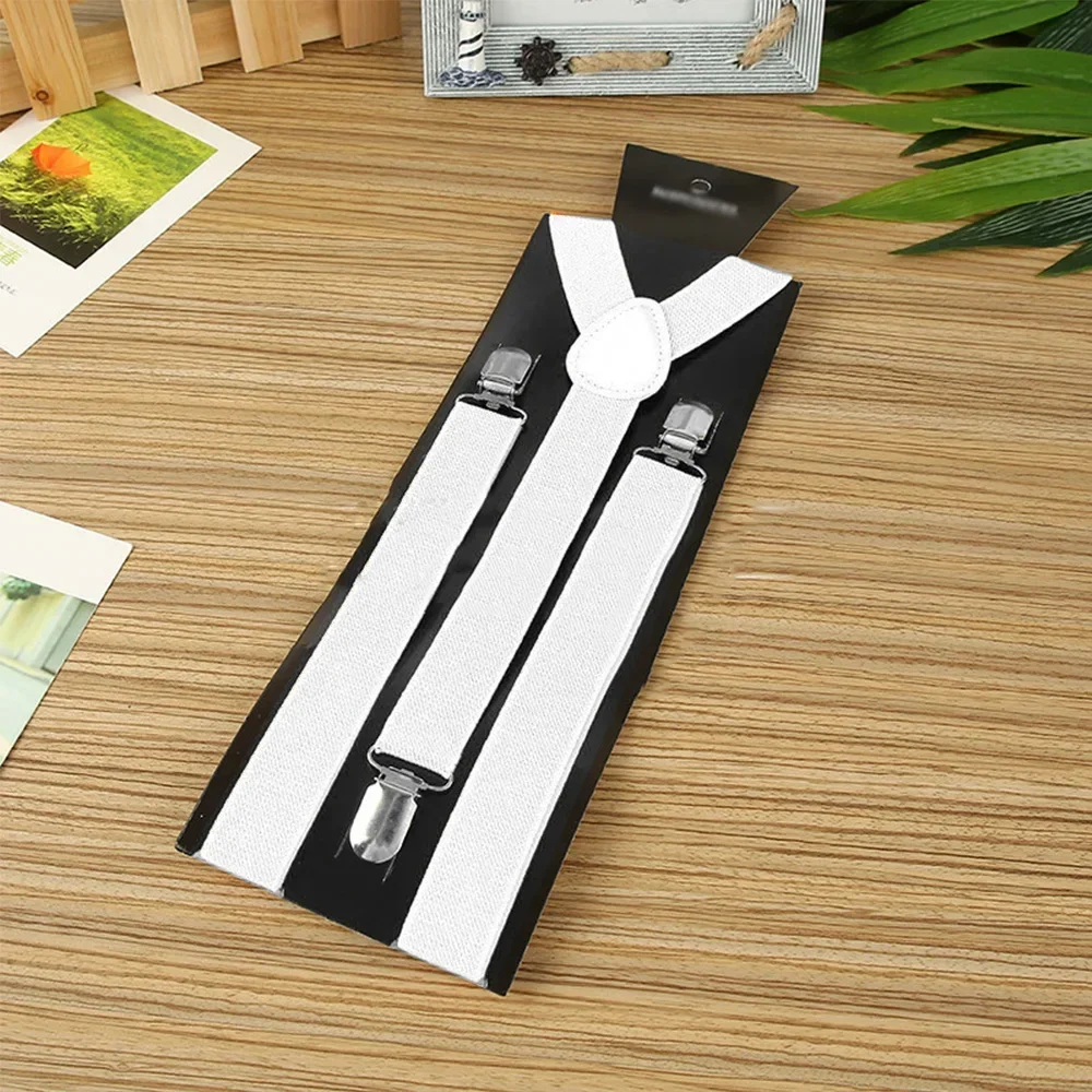 Women Men Fashion Elastic Suspenders Black Adjustable Y-Back Classic Clip-on