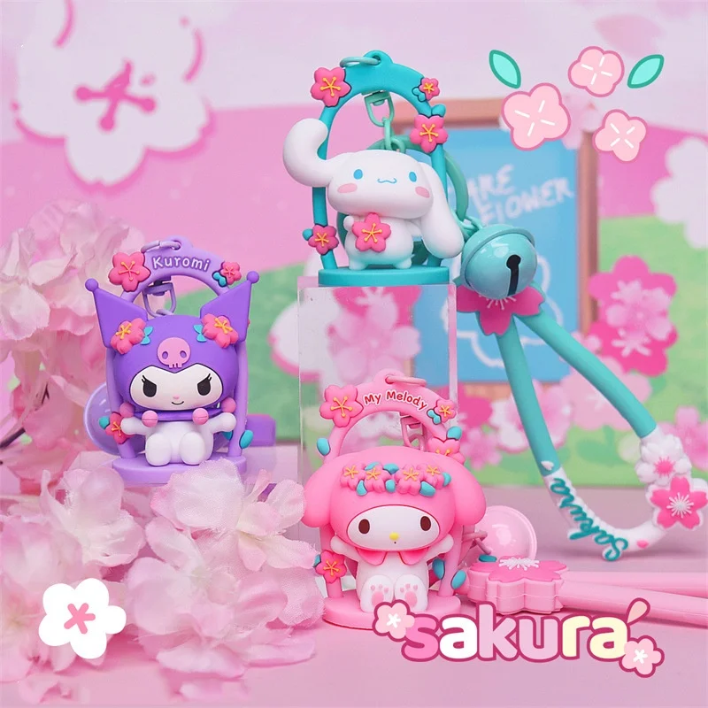 

Оригинальный мультяшный брелок MINISO Sakura Series, креативный брелок Kuromi Cinnamoroll My Melody подвеска-украшение для автомобильного рюкзака