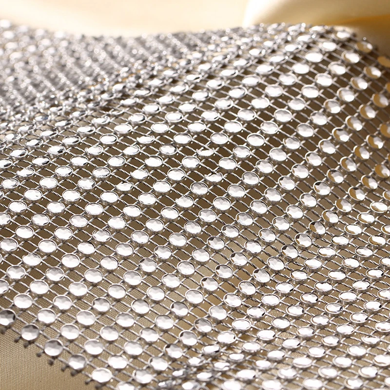 10-Yard Rhinestone Mesh Trim with 24 Rows for DIY Wedding and Party Decoration