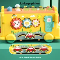 Multifunction Bus Children Toys Musical Instrument Cartoon Pulling Out Carrots Baby Montessori Educational Toys Bus Storage Box 2