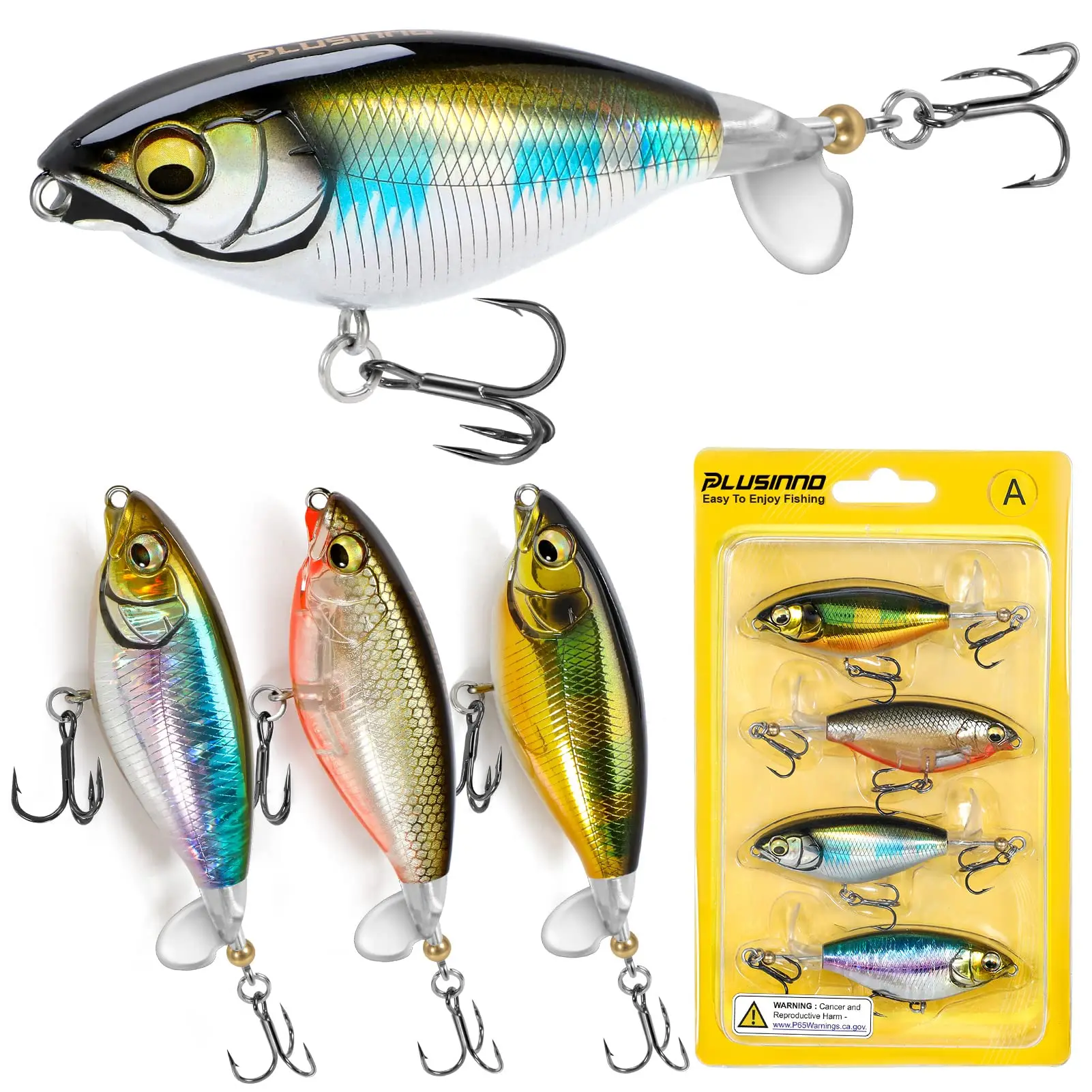 PLUSINNO Top Water Fishing Lures Pencil Plopper for Bass Trout