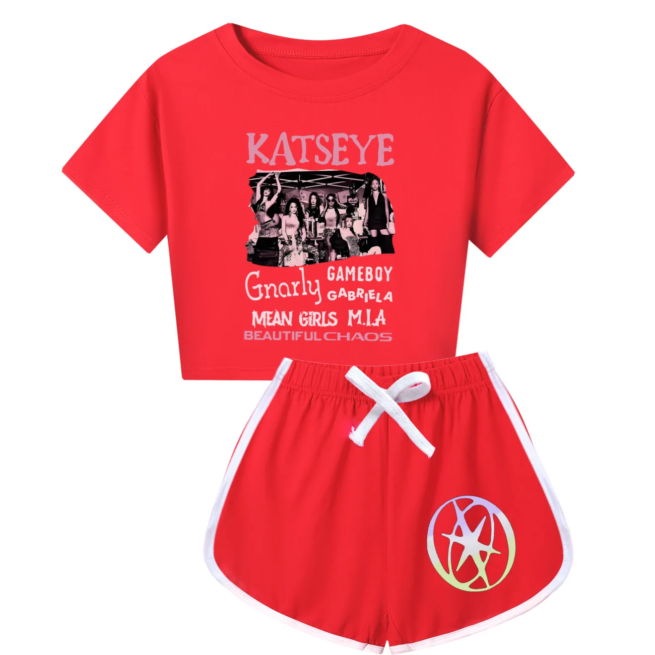 Katseye Lustiges Print-Kostüm für Kinder, Kleidung für Jungen und Mädchen, kurzärmeliges T-Shirt + Shorts, Sportbekleidung, Cartoon-Kinderpyjama 5296 – Detail 10