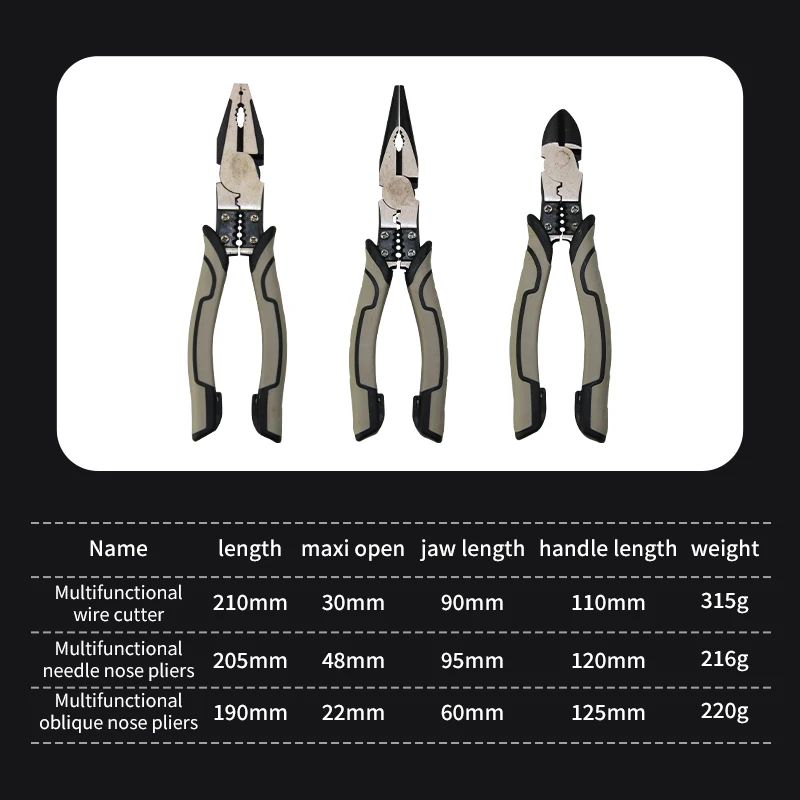 Multifunctional Universal Diagonal Pliers Needle Nose Pliers Hardware Tools Universal Wire Cutters Electrician welding toos