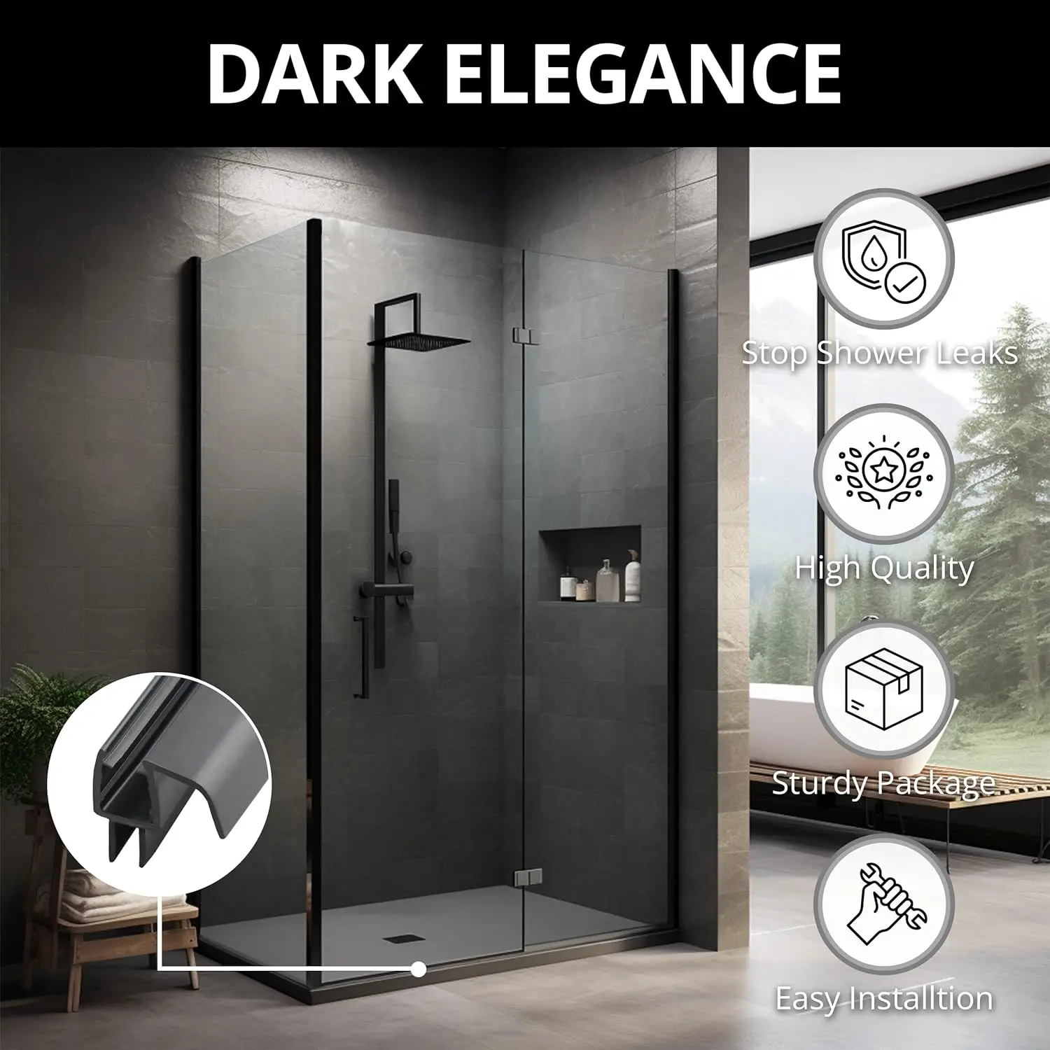 2PC Frameless Shower Door Side Seal Strip 6/8/10/12mm gap sealer PVC Glue-free Waterproof Sealing Weatherstrip Bathroom Hardware Door Seal Strip Sealing Strip Tape Sealing Strip Rubber Door Weatherstripping Door Weatherstripping Shower Door Seal Shower Water Barrier Rubber Shower Seal