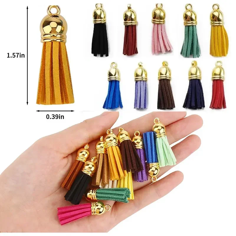 10-100Pcs Keychain Tassels Bulk Leather Tassels for Jewelry Making Colored Suede Tassel Pendant Keychain Accessory Craft Making Leather Tassels