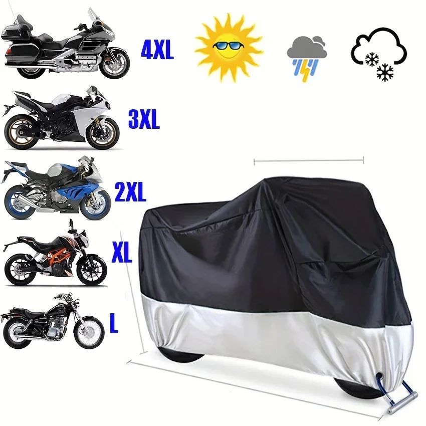 Big Hippo Motorbike Cover, Waterproof Motorcycle Cover 108'' XXL 190T