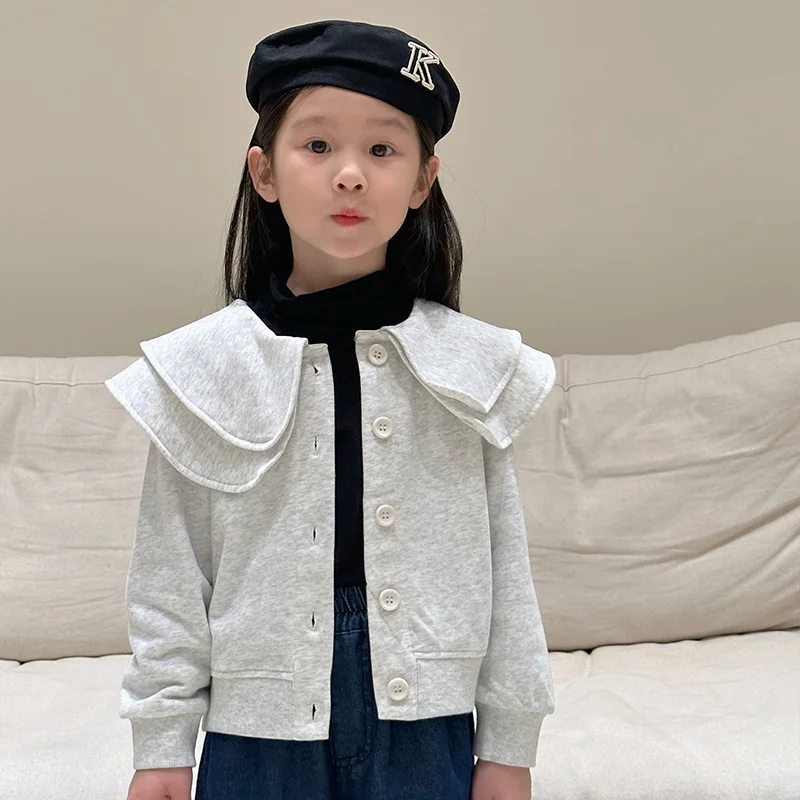 

Детская одежда для девочек модный детский двухслойный кардиган с воротником Новинка весна-осень 2023 пальто для девочек