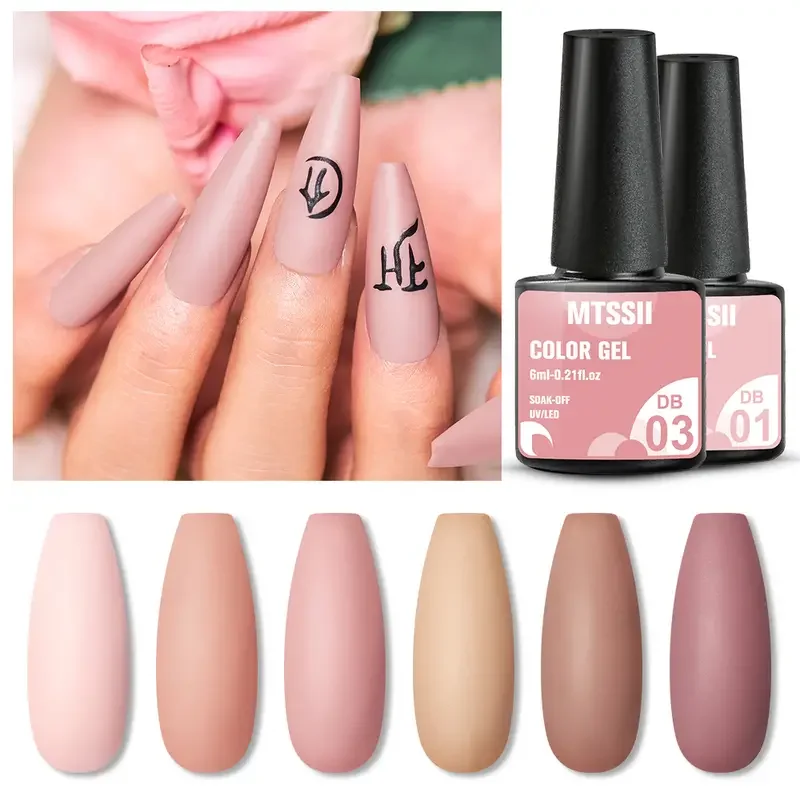 Mtssii 10PCS Nude Pink Gel Nail Polish Set Semi Permanent Soak Off UV Led Hybrid Varnish Art Gel Kits Nail Supplies 2