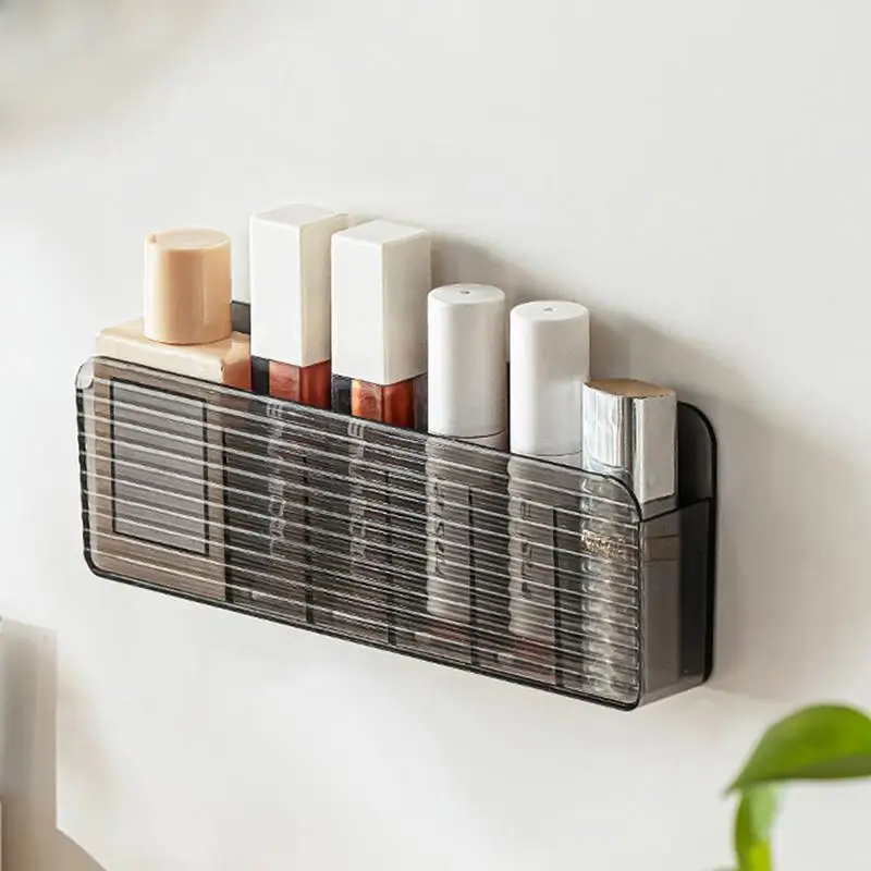 Makeup Wall Organizer Waterproof Cutout Wall-mounted Makeup Organizer Transparent Cosmetics Tray Home Organization Bin 4