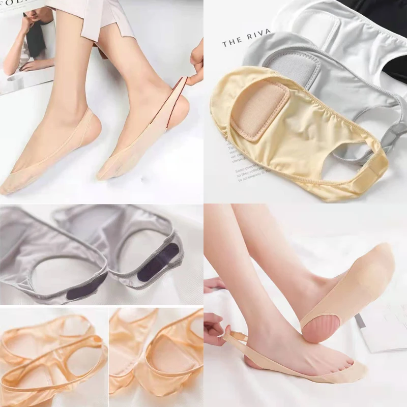 Summer Socks Women Invisible Transparent Lace Socks Woman Boat Socks Cotton Pad Ice Socks Non-slip Silicone Breathable Socks