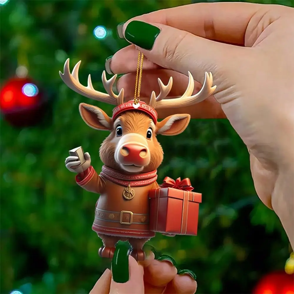 Multicolor Christmas Decorations Delicate Cartoon Snowman Deer Hanging Pendants Car Hangable Embellishment Party Supplies 1PC christmas decorations
