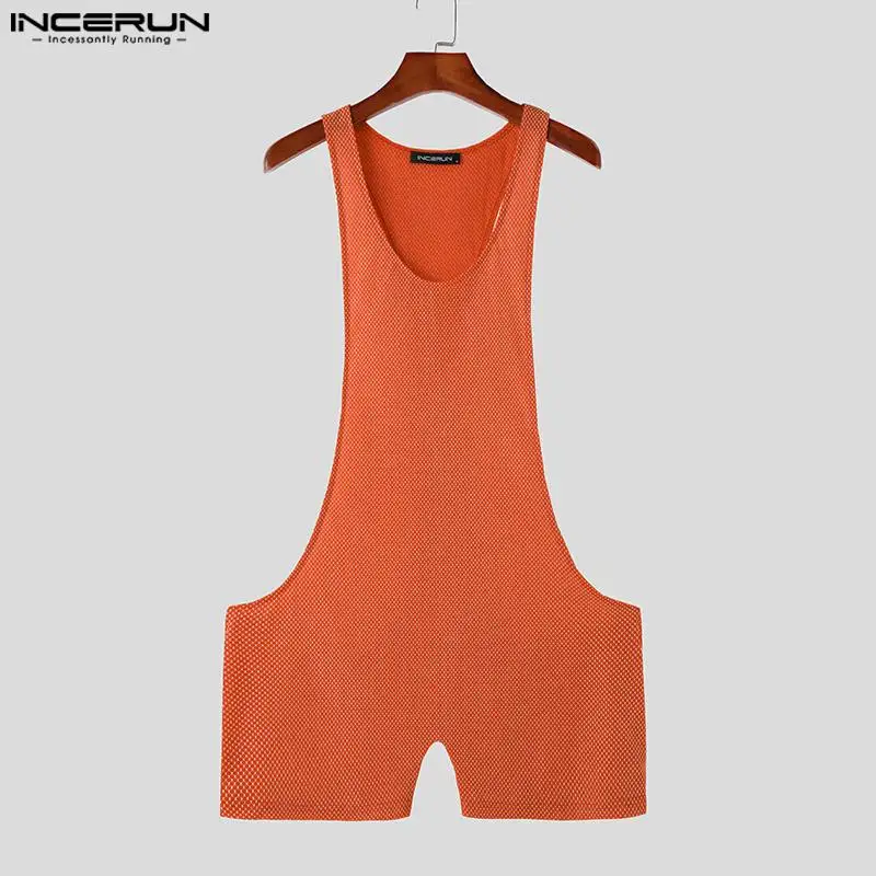 INCERUN 2023 Sexy Fashion Style New Men's Homewear Rompers Casual Male Solid Comfortable Wavelet Dot Sleeveless Bodysuits S-5XL