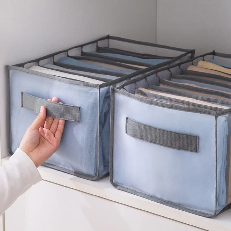 서랍 마무리 기숙사 메쉬 가방 속옷 바지 주최자 접이식 홈 청바지 구획 보관 상자
