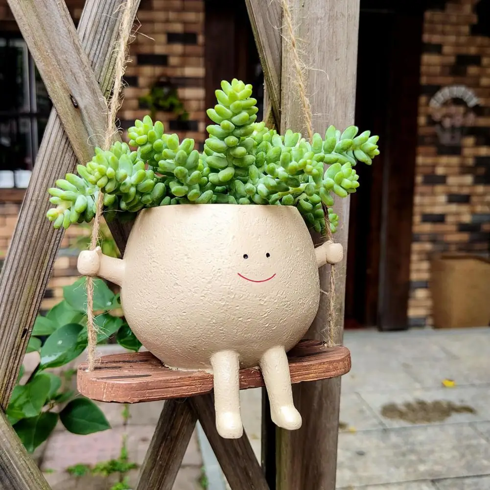 

Unique Face Planter Cute Face Swing Plant Pot Versatile Hanging Planter for Home Garden Decoration Durable Indoor Outdoor Flower