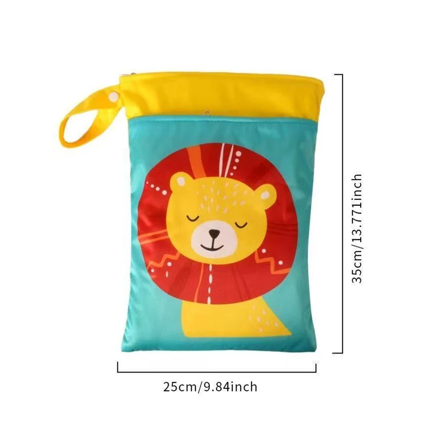 방수 습식 건식 기저귀 가방 25x35cm 손잡이가 있는 이중 지퍼 베이비 샤워 엄마 가방 여행용 재사용 가능한 기저귀 보관 파우치