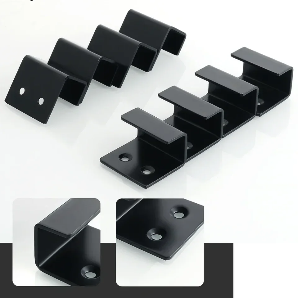 Leliafleury 4 Soportes De Pared De Acero Inoxidable Para Azulejos De Cerámica, Ganchos Planos En J, Soportes Negros Para Colgar Cuadros Para El Hogar