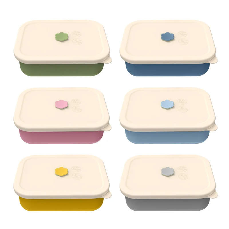 

New Cross-Border Microwave Oven Heating Silicone Lunch Box,Bento Box, Refrigerator With Lid, Fresh-Keeping Box, Divided Meal Box