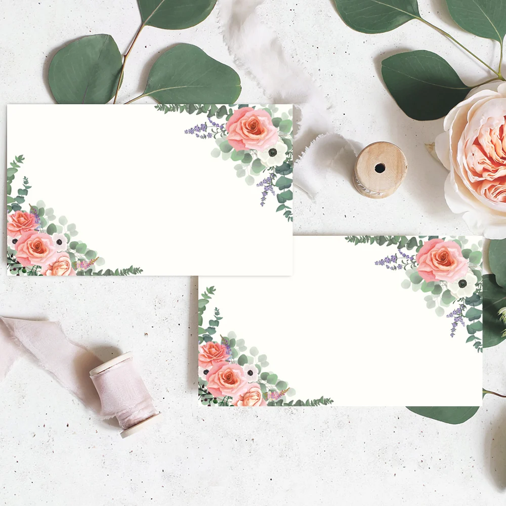 50개 꽃무늬 빈 인사말 카드, 수채화 질감, 낭만적인 자연스러운 느낌, 결혼식 생일 파티 감사 카드, 선물 태그