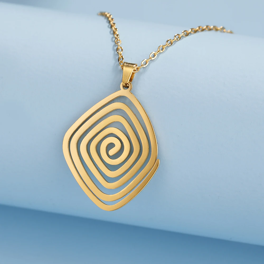 Dawapara Antike griechische Spirale Halskette Heilige Geometrie Geist Akasha Kraft und Weisheit Amulett Edelstahl Spiritueller Schmuck – Detail 13