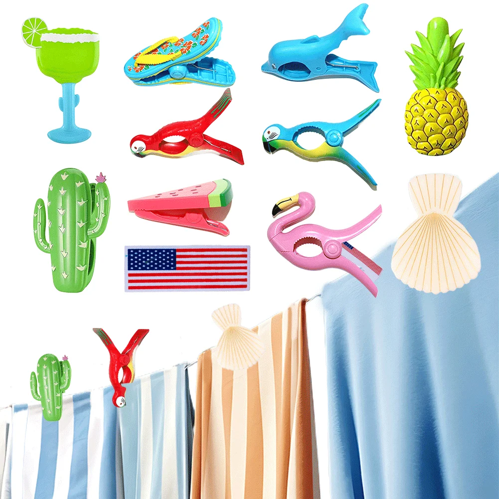 Beach Towel Clips Animal Shaped Clothes Pegs Pins Bag Clothespins Clothes Pegs Laundry Drying Racks Retaining Clips Clamp 1/2PCS beach towel clips clothes pegs