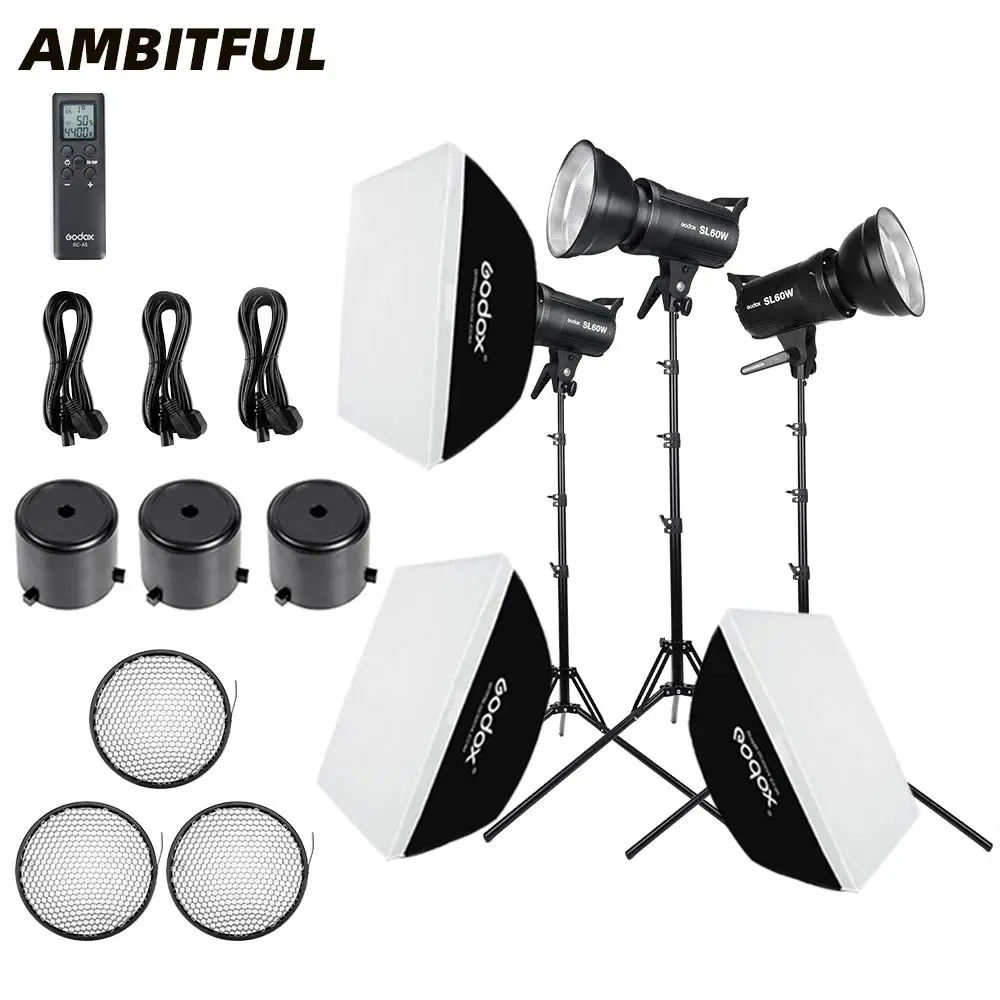 

3 X Godox SL-60W SL60 5600K профессиональная Фотостудия