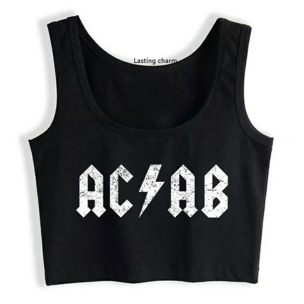 Acab панк a c b all анти-fa река копы Мода без рукавов надписи y2k top harvest |