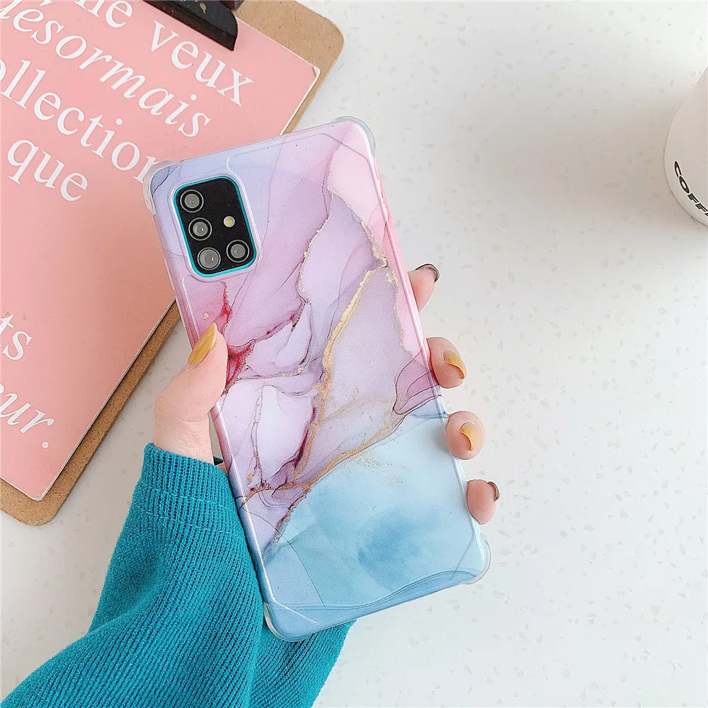 kawaii phone case samsung Cao Cấp Đá Cẩm Thạch Ốp Lưng Dành Cho Samsung Galaxy Samsung Galaxy S20 FE Note 20 Cực A51 A71 S10 Note 10 Plus A50 A10 A20 s21 S22 Ốp Viền Chống Sốc kawaii samsung cases Cases For Samsung