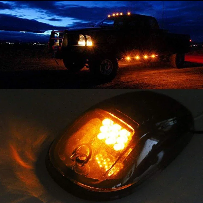 Xprite 5x Rooftop Cab LED Marker Lights Running Driving Fog Light Smoked Amber e