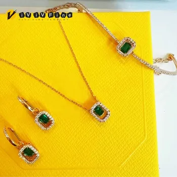 2025 Temperamental Women's Exquisite Square Eye-Catching Crystal Jewelry Sets Fashion Stainless Steel Necklace Earrings Bracelet 1