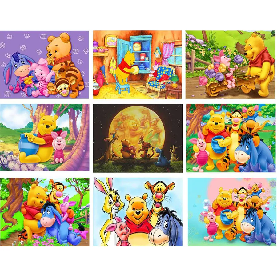 

DISNEY Diamonds Painting Cartoon Mosaic Winnie The Pooh Decor Diamond Rhinestone Embroidery Cross Stitch Home Decor