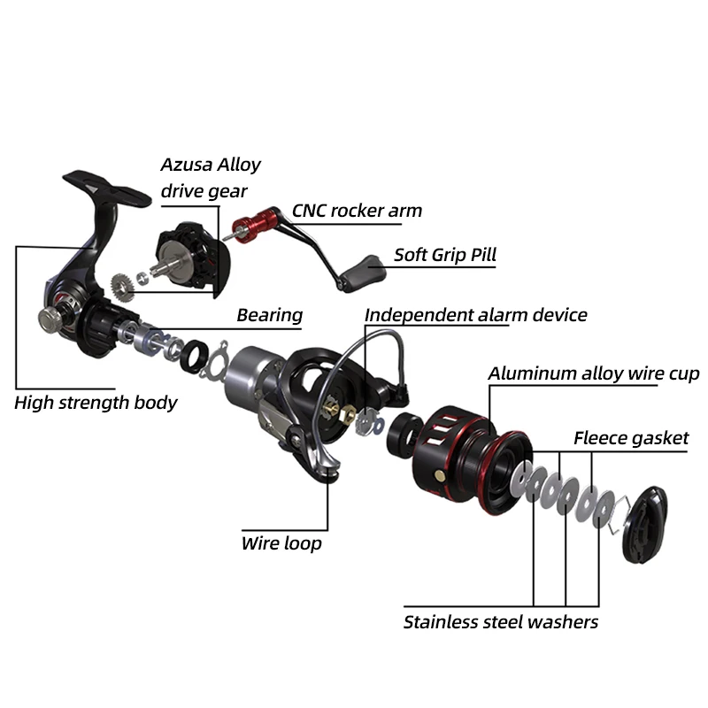 Spinning Fishing Reel BILLINGS MG 800~2500 Series 5.1:1 Gear Ratio 14LB Max Drag Shallow Spool For Freshwater Saltwater
