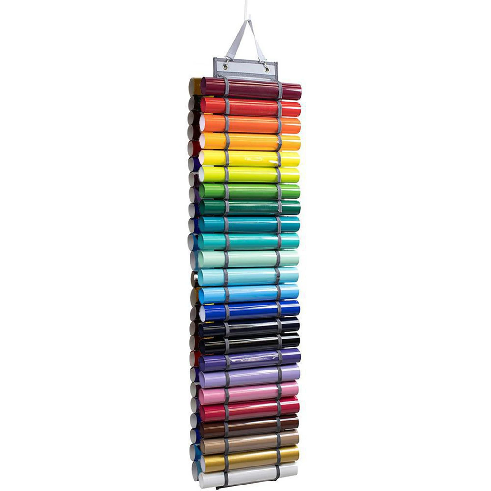 Clear Vinyl Organizers Holder 12/24 Pockets Large Capacity Sturdy Hanging Rack for Cross Stitch Rolls Silk Scarves