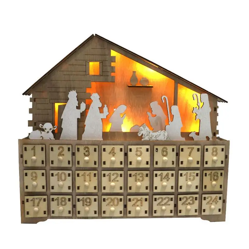 

Nativity Advent Calendar Wooden Cabinet Scene Advent Calendar Decorations Wood Table Top Holiday Decor Home Tabletop Mantel