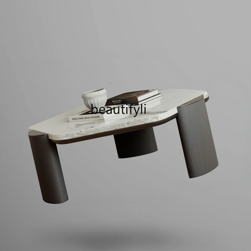 

Italian Minimalist Natural Stone Coffee Table Modern Living Room Designer Small Apartment Shaped Tea Table Silent Style