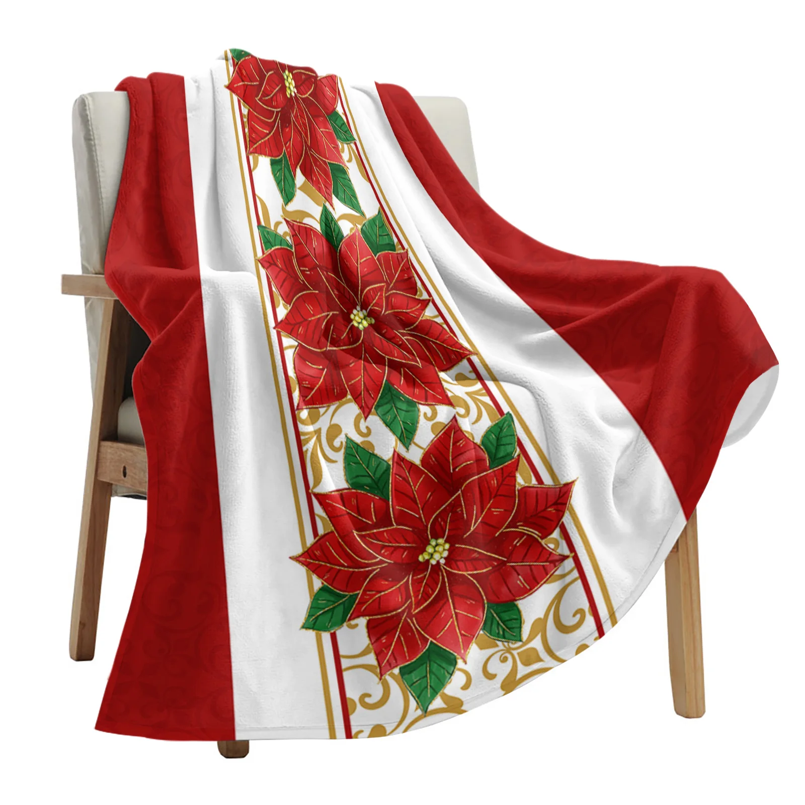 

Christmas Winter Poinsettia Flowers Throw Blanket Christmas Blanket Soft Plush Warm Sofa Throw Blanket Holiday Gifts