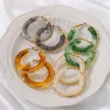 Bohemian Acrylic Big Hoop Earrings for Women Stainless Steel Gold Color Earrings 2024 Trend New In Wedding Jewelry Party Gift