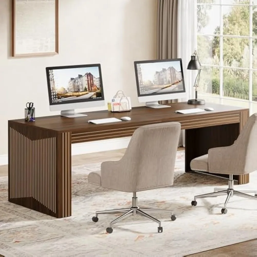 79-Inch Extra Long Desk, Two Person Desk Double Desk for Home Office, Wooden Long Computer Desk, Writing Table Study Desk for O 4