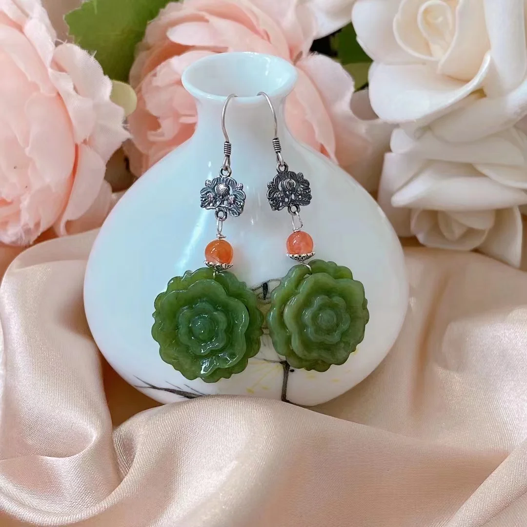 

Серьги женские из серебра 925 пробы с натуральной яшмой