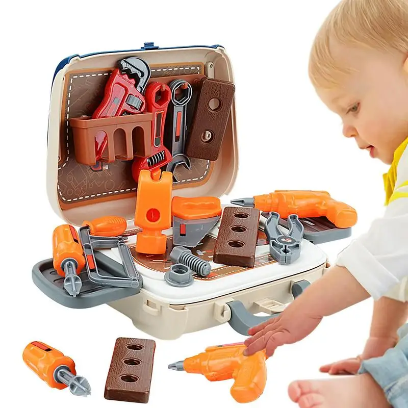 

Kids Tool Set Childs Carpenter Preschool Fixing Tool Toddler Tool Set With Tool Box & Electronic Toy Drill Pretend Play Kids Toy
