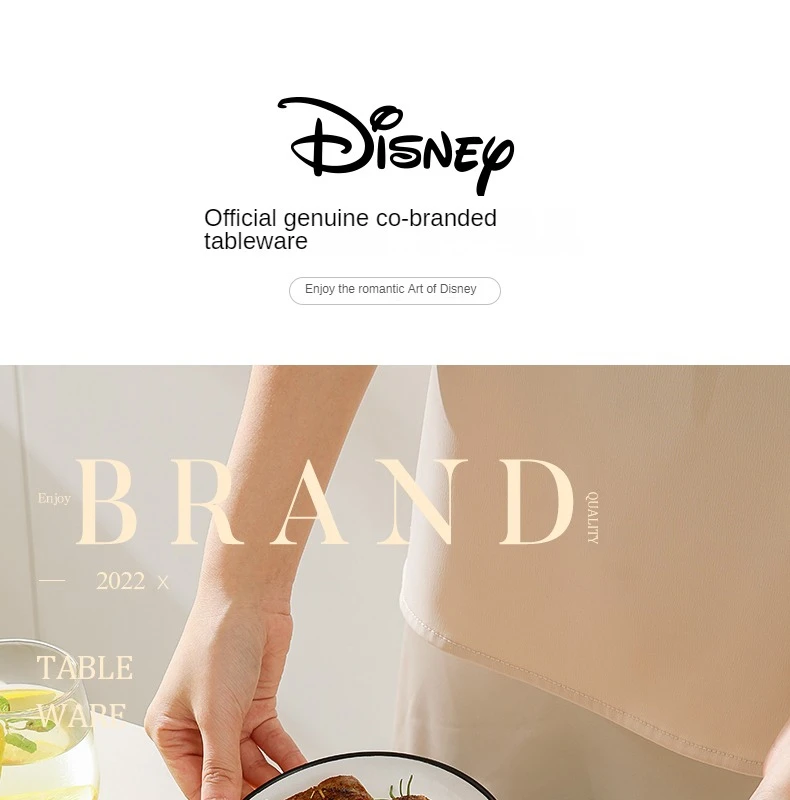 Disney Mickey Mouse Cartoon Cute Dinner Plate Home Breakfast Ceramics Creative Grid Plate Child Tableware