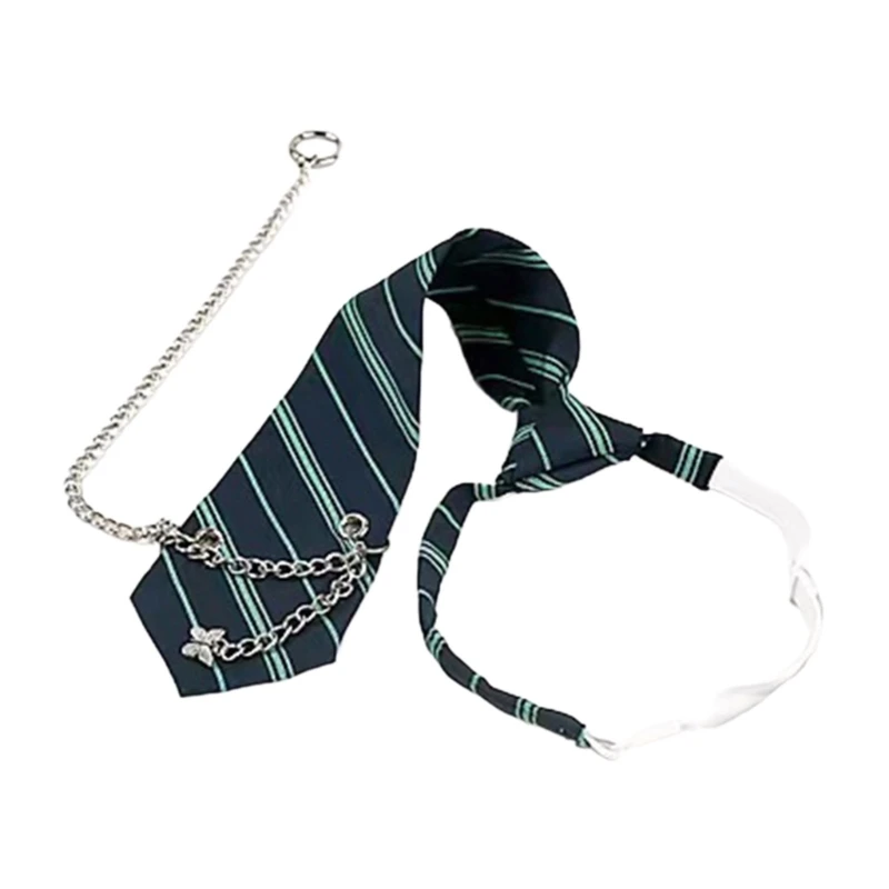 

Tie with Gothic Metal Chain Butterfly Pendant Accessory for Formal Attire