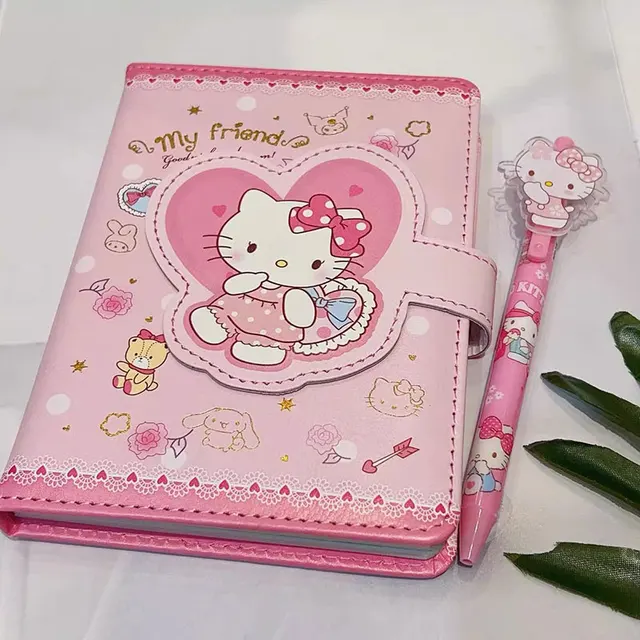 Caderno de Gel Sanrio com Caneta Hello Kitty Cinnamoroll Kuromi