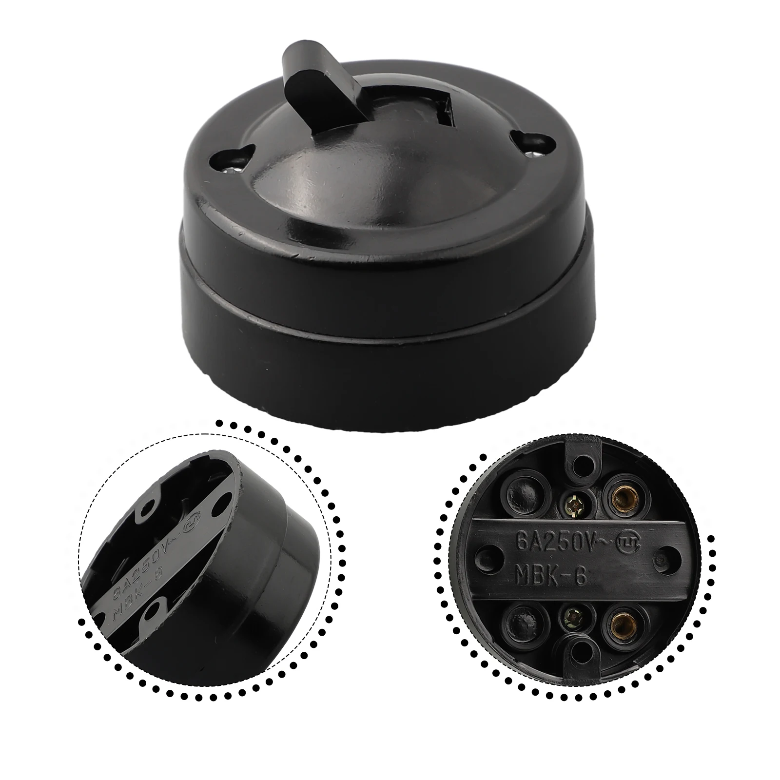

220-250V Retro Single-control Switch Old-fashioned Round Surface Mounted Wall Light Button Switch Lighting Accessories