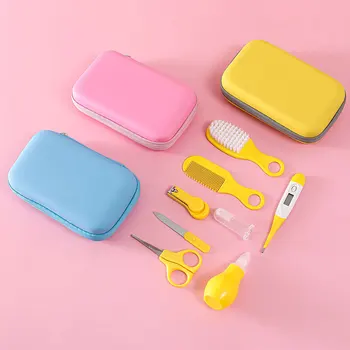 Set per mamma e bambino Tagliaunghie per bambini Alimentatori per medicinali Set da 8 pezzi Pettine Spazzola Set per la cura del sacchetto in EVA