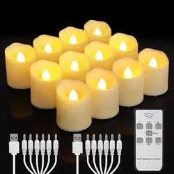 Rechargeable Flameless LED Candles with Timer and Remote for Elegant Home and Event Decor (24pcs)