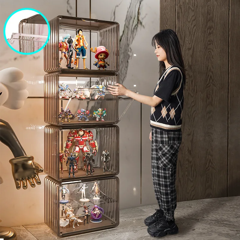 Vitrine Acrylique 3 étages Avec Porte - Pour Figurines, Collections - Protège De La Poussière Et Des UV