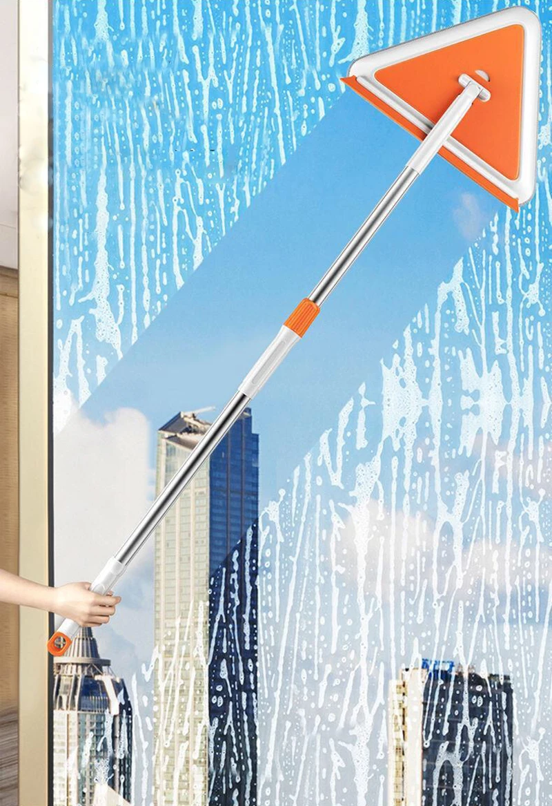 Glass window scraper telescopic silicone strip wiper scrapper brush dusting triangle mop for window toilet floor drying